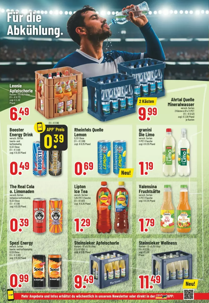 Aktueller Prospekt Trinkgut - Prospekte - von 07.06 bis 13.06.2026 - strona 2 - produkty: Alwa, apfel, Apfelschorle, cola, drink, eis, elle, energy drink, flasche, frucht, fruchtsäfte, granini, ice tea, limo, limonade, limonaden, lipton, pet-flasche, rheinfels quelle, säfte, schorle, Spezi, Steinsieker, Ti, valensina, wasser