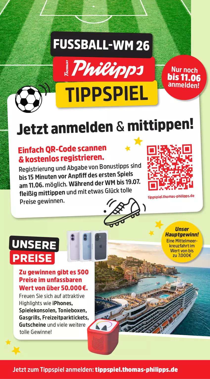 Aktueller Prospekt Thomas Philipps - von 08.06 bis 13.06.2026 - strona 2 - produkty: eis, gasgrill, grill, gutschein, gutscheine, iphone, reis, Spiele, Spielekonsolen, Ti, Toniebox