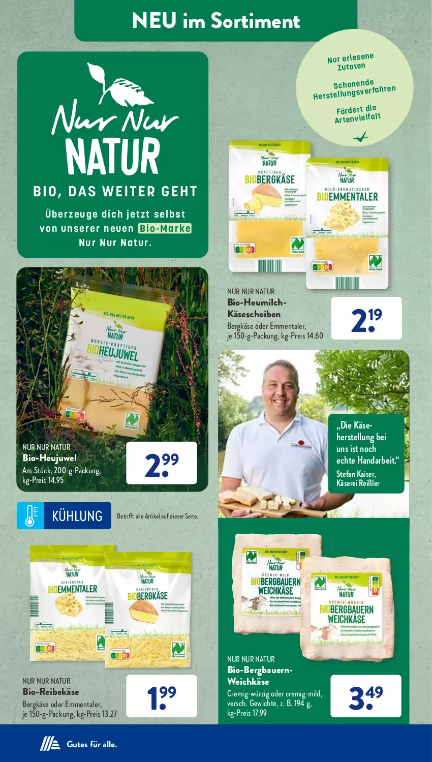 Aktueller Prospekt AldiSud - IN ZWEI WOCHEN - von 11.09 bis 16.09.2023 - strona 25 - produkty: auer, Bau, Bauer, Bergkäse, bio, eis, emmentaler, Heu, Heujuwel, heumilch, Kaiser, Käse, käsescheiben, milch, natur, Reibekäse, reis, Ti, weichkäse