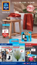 Gazetka promocyjna AldiSud - IN ZWEI WOCHEN - Gazetka - ważna od 16.09 do 16.09.2023 - strona 1 - produkty: aldi, auto, duschtuch, eis, ente, hammer-preis, handtücher, Linex, Mode, nuss, pflanze, pflanzen, reis, Ti, tuc, tücher