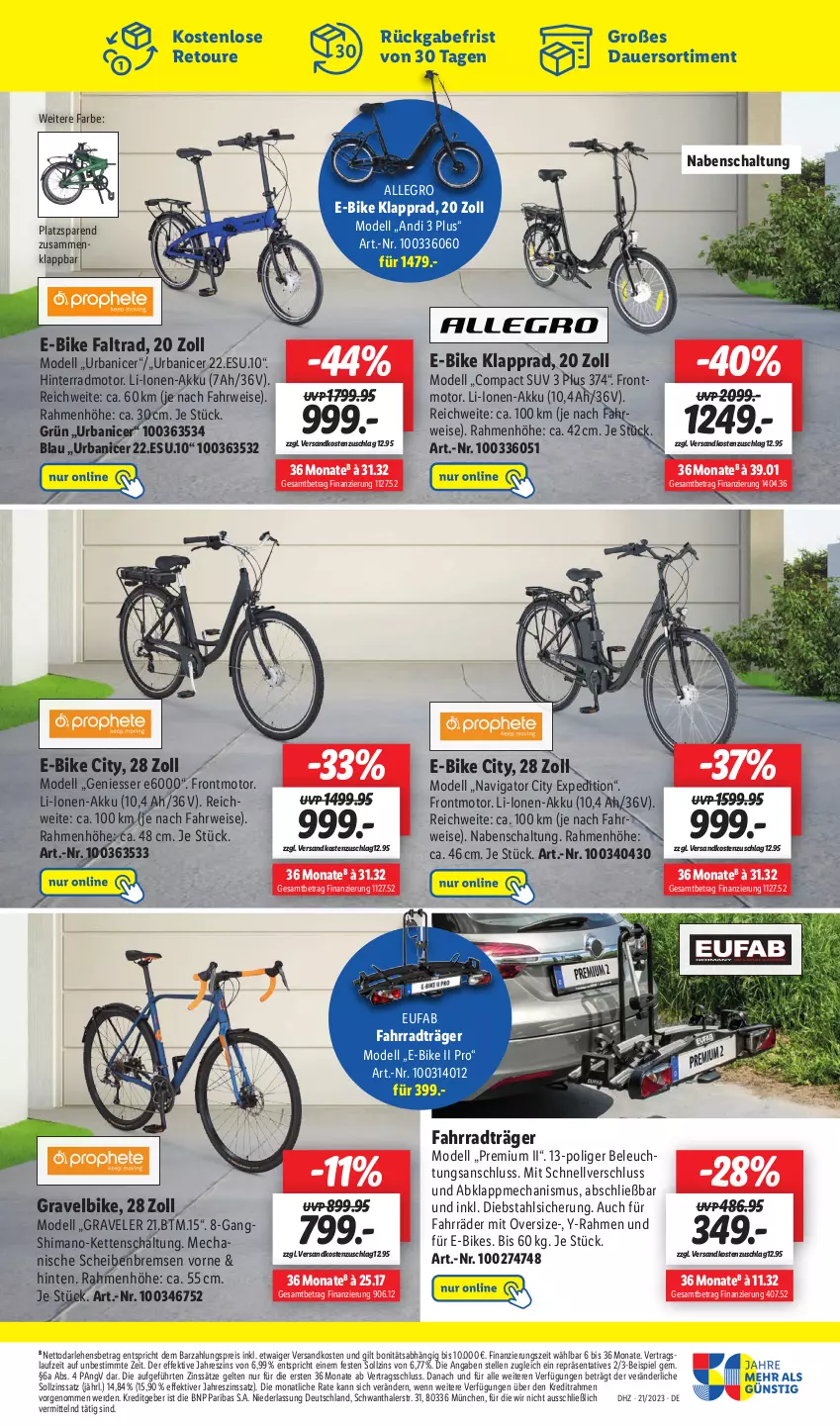 Aktueller Prospekt Lidl - Wochen-Highlights im Onlineshop - von 22.05 bis 28.05.2023 - strona 5 - produkty: akku, auer, beleuchtung, dell, E-Bike, E-Bikes, eis, elle, erde, eufab, Fahrrad, Kette, Klapprad, Mode, ndk, reis, rwe, Schal, shimano, Ti