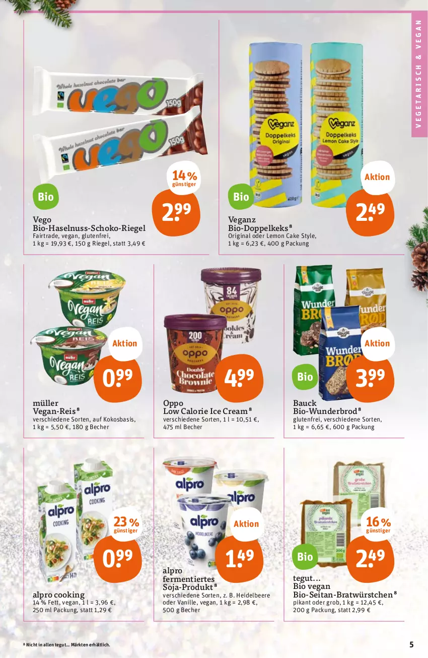 Aktueller Prospekt Tegut - Angebote der Woche - von 21.11 bis 26.11.2022 - strona 7 - produkty: alpro, Bau, Becher, beere, bio, eis, gin, haselnuss, heidelbeere, keks, kokos, Müller, nuss, Oppo, reis, riegel, schoko, soja, Ti, vanille, Vegeta, würstchen