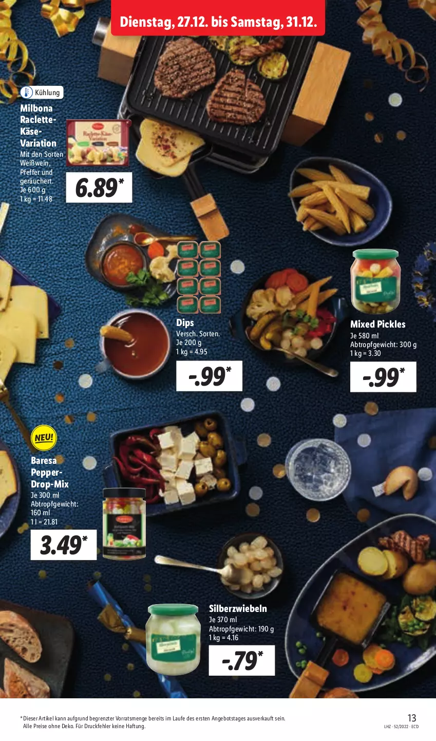 Aktueller Prospekt Lidl - Aktionsprospekt - von 27.12 bis 31.12.2022 - strona 15 - produkty: angebot, Bona, dip, eis, Käse, Milbona, pfeffer, reis, resa, Ria, Ti, wein, Weißwein, ZTE, zwiebel, zwiebeln