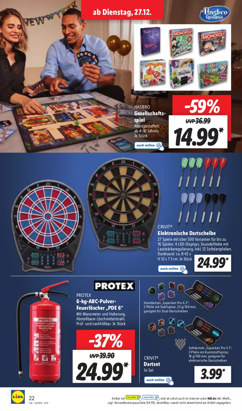 Aktueller Prospekt Lidl - Aktionsprospekt - von 27.12 bis 31.12.2022 - strona 24 - produkty: crivit, Elektro, Gesellschaftsspiel, Hasbro, lays, ndk, Protex, Ria, Schal, Schale, Spiele, tee, Ti