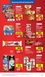 Gazetka promocyjna Lidl - Aktionsprospekt - Gazetka - ważna od 31.12 do 31.12.2022 - strona 35 - produkty: angebot, chips, choclait chips, choco crossies, cola, crossies, eis, eistee, elle, flammkuchen, gin, ice tea, jim beam, joghur, joghurt, joghurt mit der ecke, Käse, kitkat, kuchen, lamm, lion, Müller, nestlé, nippon, Ofen, Ofenkäse, pfanne, Pfanner, pizza, reis, rouge, rougette, steinofen, steinofen pizza, tee, teller, Ti, wagner, ZTE