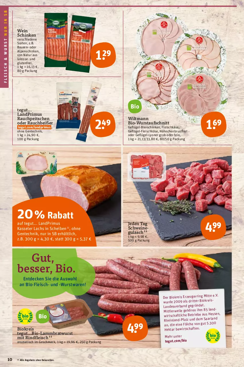 Aktueller Prospekt Tegut - Angebote der Woche - von 27.06 bis 02.07.2022 - strona 12 - produkty: angebot, angebote, auer, aufschnitt, Bau, Bauer, bier, bierschinken, bio, bratwurst, brustfilet, decke, dekoration, eis, ente, filet, fleisch, fleischkäse, Geflügel, gulasch, hähnchenbrust, hähnchenbrustfilet, HP, Käse, kasseler, lachs, lamm, landprimus, lyoner, mac, natur, Rauch, reis, rind, rindfleisch, ring, ritter, rwe, schinken, schwein, schweine, schweinegulasch, Ti, tisch, wein, weine, wiltmann, wurst, Yo