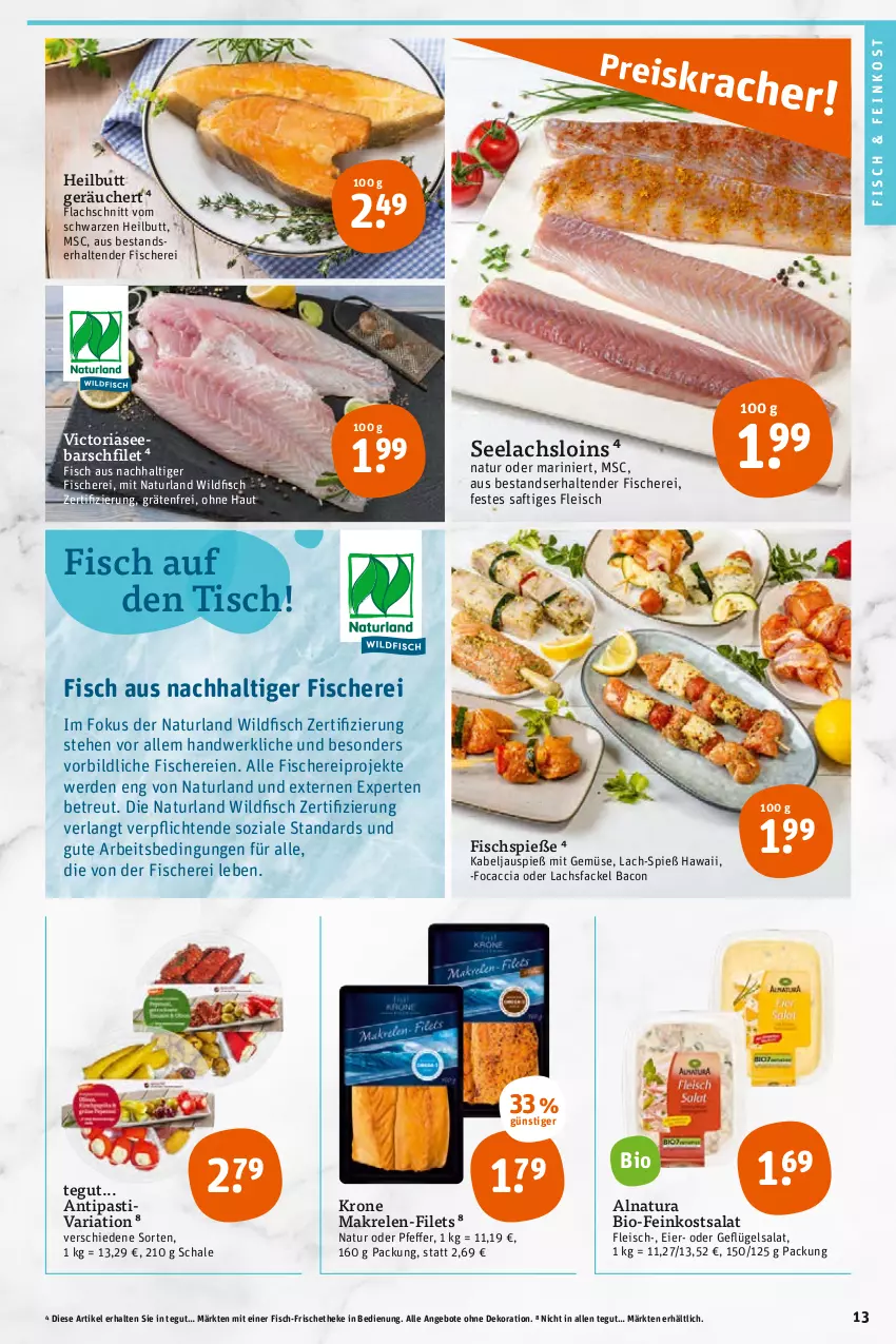 Aktueller Prospekt Tegut - Angebote der Woche - von 27.06 bis 02.07.2022 - strona 15 - produkty: ACC, angebot, angebote, antipasti, asti, bacon, bio, dekoration, eier, eis, erde, feinkost, filet, filets, fisch, fische, Fischer, fleisch, Focaccia, Geflügel, geflügelsalat, krone, lachs, Makrele, mit gemüse, natur, natura, naturland, pfeffer, rel, Ria, saft, salat, Schal, Schale, Schere, tender, Ti, tisch, Wild