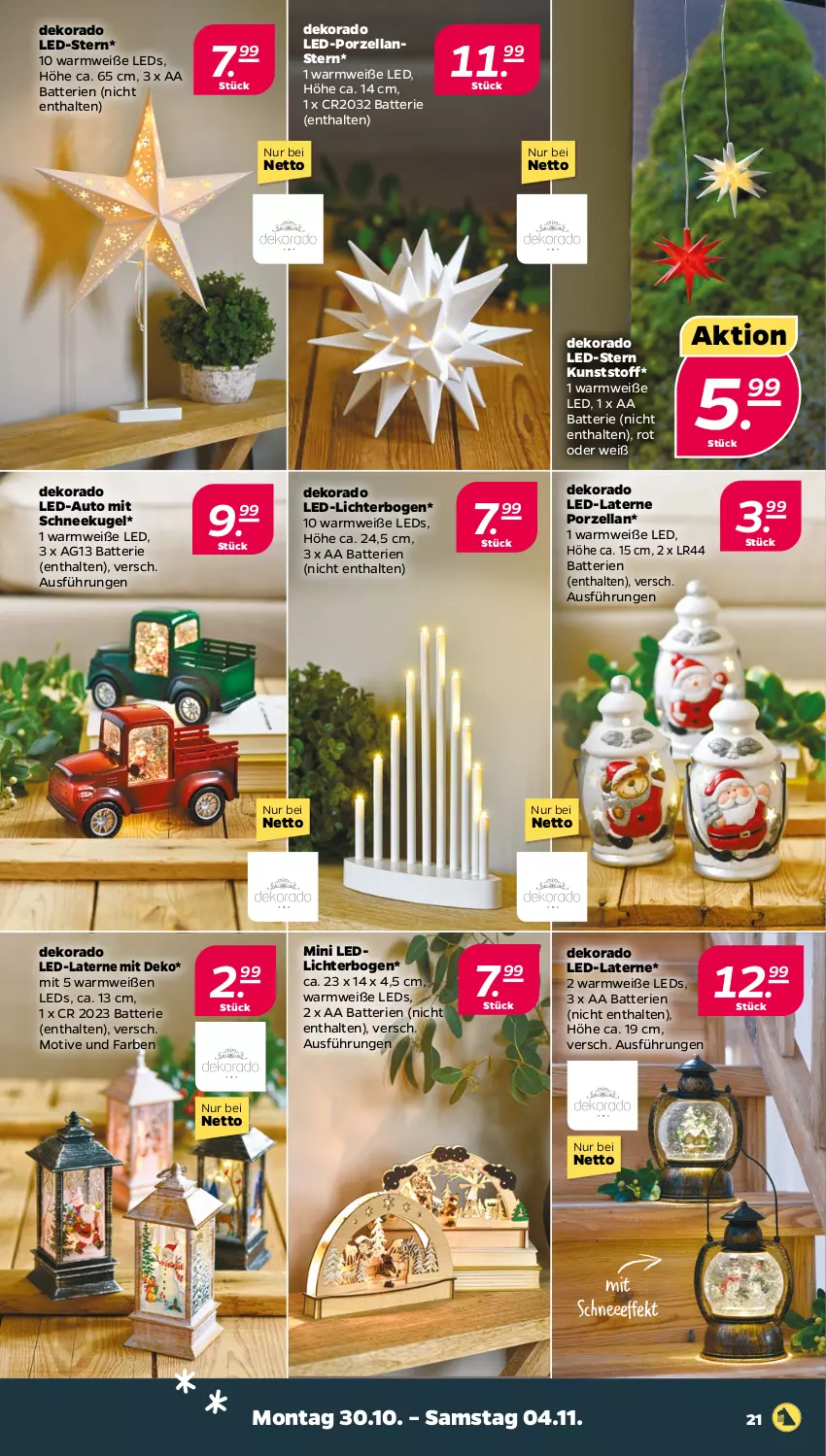 Aktueller Prospekt Netto - Woche 44 - von 30.10 bis 04.11.2023 - strona 21 - produkty: auto, batterie, batterien, Kugel, laterne, led-licht, leds, Schneekugel, Ti