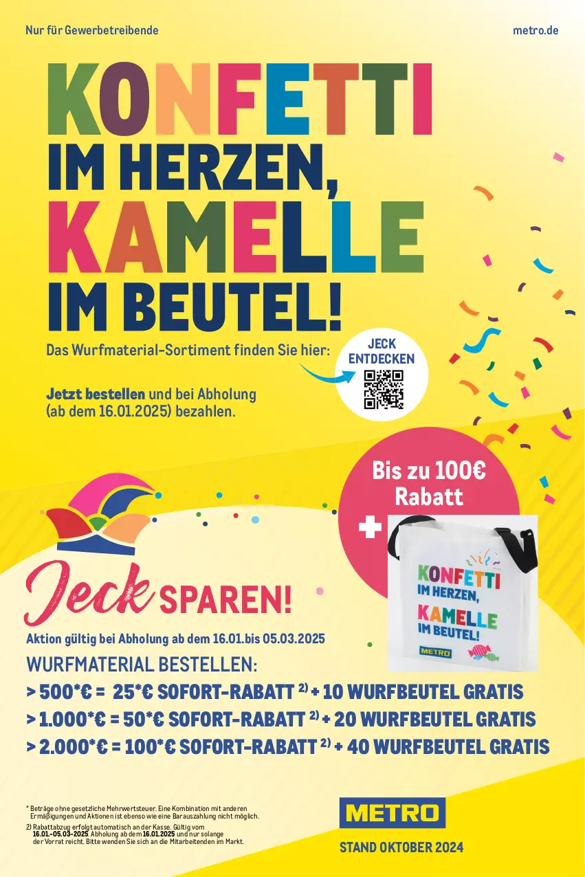 Aktueller Prospekt Metro - Karnevalsflyer - von 02.09 bis 23.10.2024 - strona 1 - produkty: auto, beutel, decke, elle, LG, Metro, Ria, rwe, sofort-rabatt, Ti, tisch