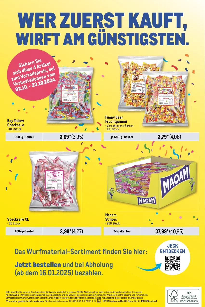 Aktueller Prospekt Metro - Karnevalsflyer - von 02.09 bis 23.10.2024 - strona 2 - produkty: abholpreise, angebot, angebote, beutel, decke, eis, elle, frucht, fruchtgummi, ilag, maoam, Metro, metro gastro, Rauch, reis, Ria, rwe, Speck, Ti