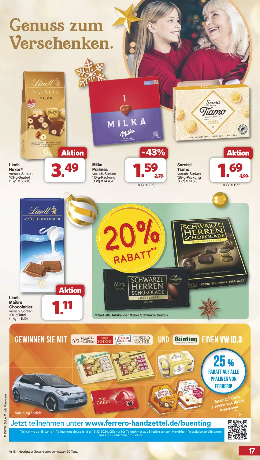 Aktueller Prospekt Famila - Prospekte - von 02.12 bis 07.12.2024 - strona 18 - produkty: beutel, cola, eis, ferrero, lindt, milka, nuss, pralinen, reis, sac, saro, sarotti, Ti, ZTE