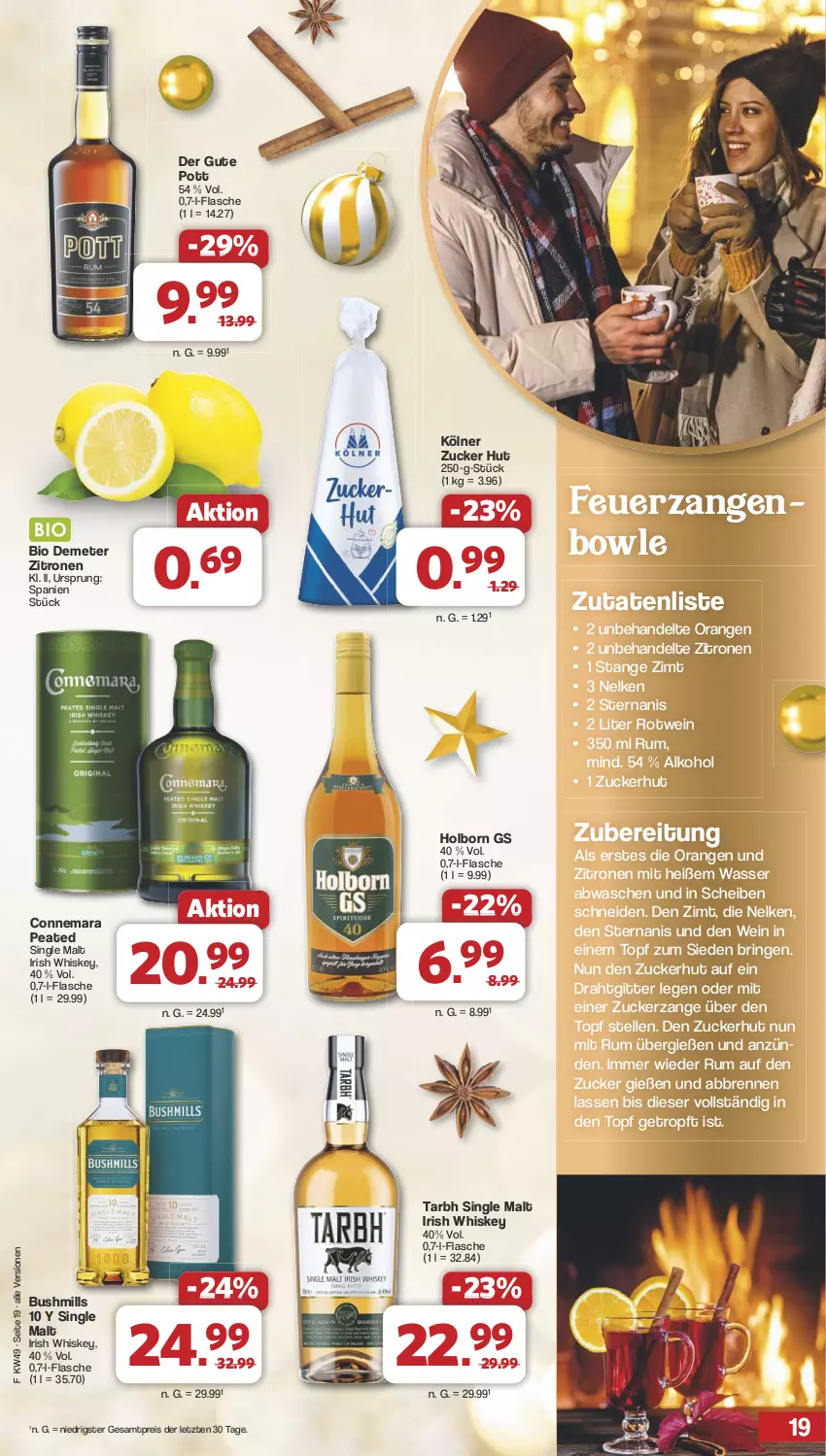 Aktueller Prospekt Famila - Prospekte - von 02.12 bis 07.12.2024 - strona 20 - produkty: alkohol, bio, bowle, Draht, eis, elle, flasche, irish whiskey, orange, orangen, reis, ring, rotwein, rum, single malt, Ti, topf, wasser, wein, whiskey, Zangen, zitrone, zitronen, ZTE, zucker