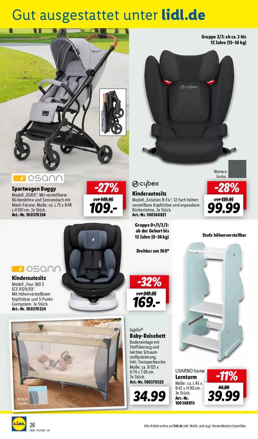 Aktueller Prospekt Lidl - Aktuelle Onlineshop-Highlights - von 01.05 bis 31.05.2024 - strona 26 - produkty: auto, bett, Buggy, dell, eis, fenster, Kinder, Kinderautositz, kopfstütze, lupilu, Mode, ndk, reis, rückenlehne, Sport, sporttasche, Tasche, Ti