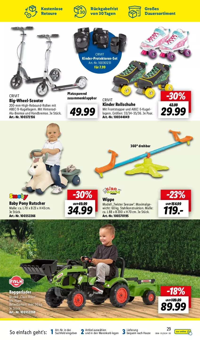 Aktueller Prospekt Lidl - Aktuelle Onlineshop-Highlights - von 01.05 bis 31.05.2024 - strona 29 - produkty: auer, crivit, dell, Kinder, korb, Kugel, LG, Mode, schuhe, scooter, Ti, topper