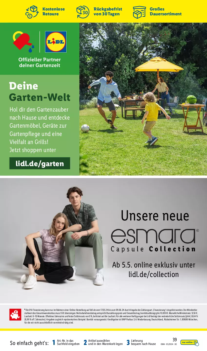 Aktueller Prospekt Lidl - Aktuelle Onlineshop-Highlights - von 01.05 bis 31.05.2024 - strona 39 - produkty: auer, decke, eimer, eis, erde, Garten, gartenmöbel, grill, korb, möbel, reis, Ti