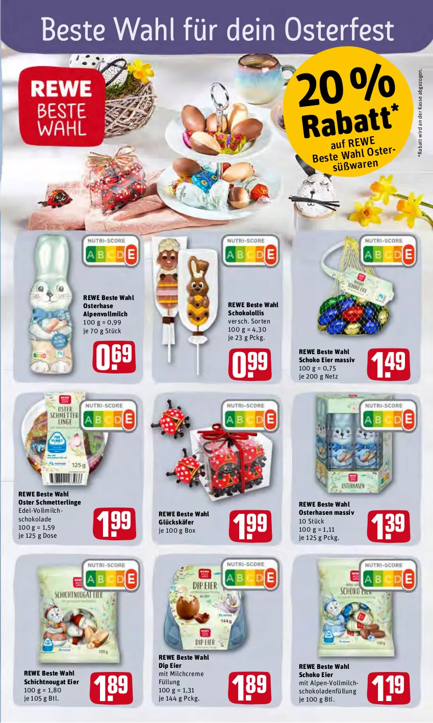 Aktueller Prospekt Rewe - REWE Ihr Kaufpark - von 04.04 bis 09.04.2022 - strona 11 - produkty: creme, dip, eier, käfer, Mett, milch, rewe beste wahl, Schmetterling, schoko, schokolade, schokoladen, vollmilch