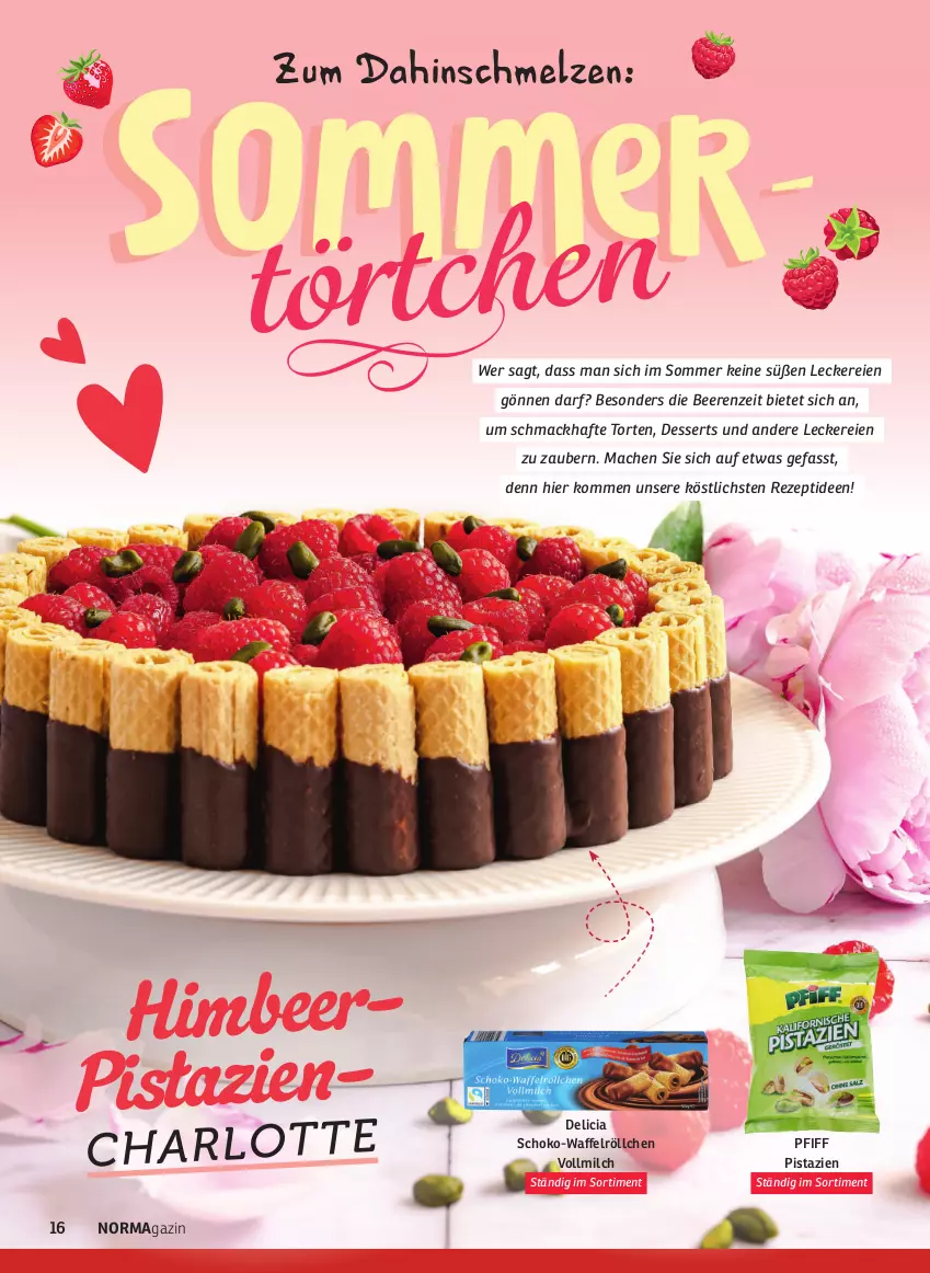 Aktueller Prospekt Norma - Norma - von 01.07 bis 31.08.2023 - strona 16 - produkty: beere, beeren, dessert, desserts, himbeer, mac, magazin, milch, pistazien, rezept, schoko, Ti, torte, vollmilch, Waffelröllchen