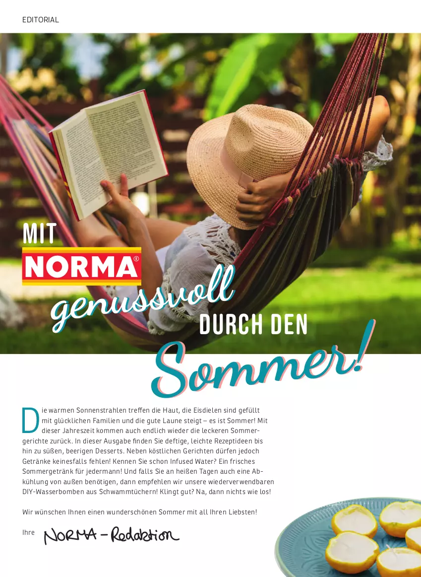 Aktueller Prospekt Norma - Norma - von 01.07 bis 31.08.2023 - strona 2 - produkty: dessert, desserts, eis, getränk, getränke, rezept, Ria, rwe, schwamm, Ti, tücher, wasser, wasserbomben