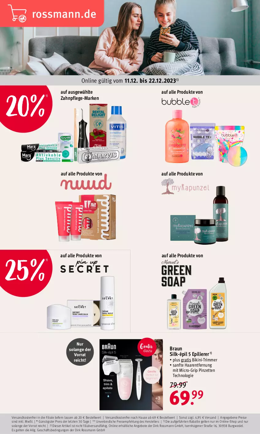 Aktueller Prospekt Rossmann - Prospekte - von 18.12 bis 22.12.2023 - strona 17 - produkty: angebot, angebote, bikini, braun, eis, elle, epilierer, Haarentfernung, LG, ndk, Pinzette, reis, teller, Ti, versandkostenfrei, wedel, ZTE