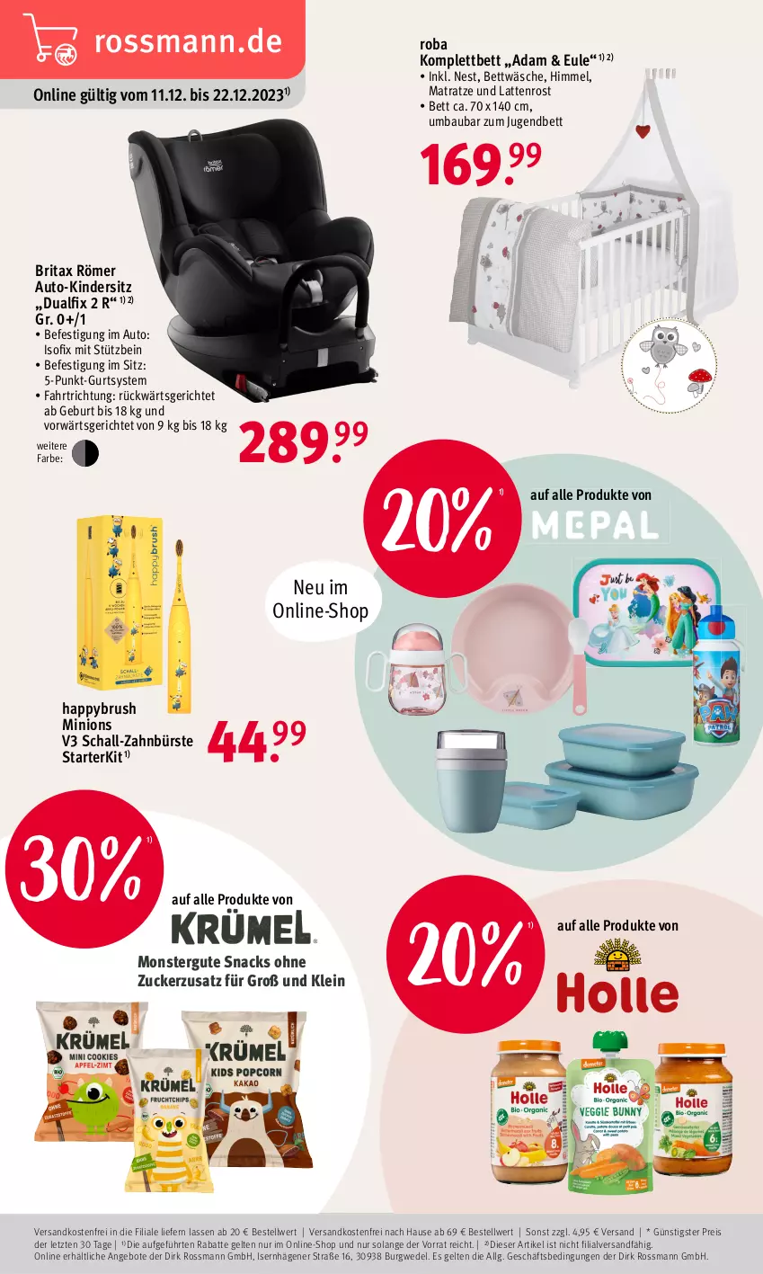 Aktueller Prospekt Rossmann - Prospekte - von 18.12 bis 22.12.2023 - strona 19 - produkty: angebot, angebote, auto, Bau, bett, bettwäsche, brita, bürste, eis, Kinder, Kindersitz, latte, lattenrost, LG, matratze, monster, ndk, reis, roba, Schal, snack, snacks, Ti, versandkostenfrei, wedel, zahnbürste, ZTE, zucker