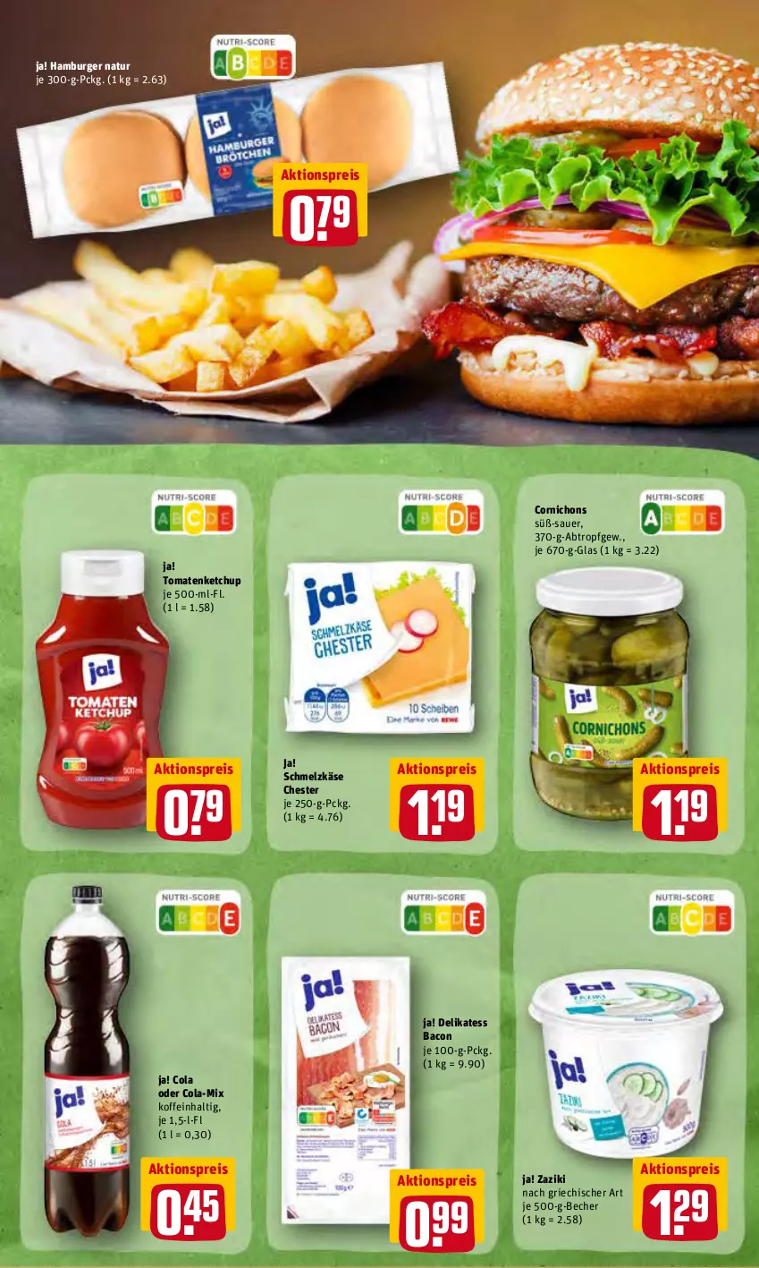 Aktueller Prospekt Rewe - Prospekte - von 23.05 bis 28.05.2022 - strona 25 - produkty: aktionspreis, auer, bacon, Becher, burger, cola, eis, hamburger, Käse, ketchup, natur, reis, Schmelzkäse, Ti, tomate, tomaten, tomatenketchup, zaziki