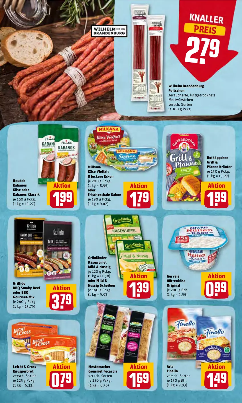 Aktueller Prospekt Rewe - Prospekte - von 23.05 bis 28.05.2022 - strona 8 - produkty: ACC, arla, beef, brot, finello, Focaccia, gervais, gin, grill, grünländer, houdek, kabanos, Käse, käse vielfalt, kräuter, mac, mestemacher, Mett, milka, milkana, nuss, pfanne, rotkäppchen, sahne, Schal, Schale, Ti, würfel, würstchen