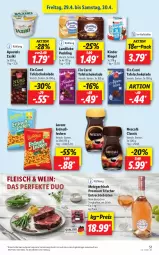 Gazetka promocyjna Lidl - Aktionsprospekt - Gazetka - ważna od 30.04 do 30.04.2022 - strona 51 - produkty: angebot, apostels, braten, eis, elle, entrecôte, fleisch, jungbullen, Kinder, kinder riegel, landliebe, lorenz, Nescafé, pudding, reis, riegel, schoko, schokolade, tafelschokolade, teller, Ti, wein, zaziki, ZTE