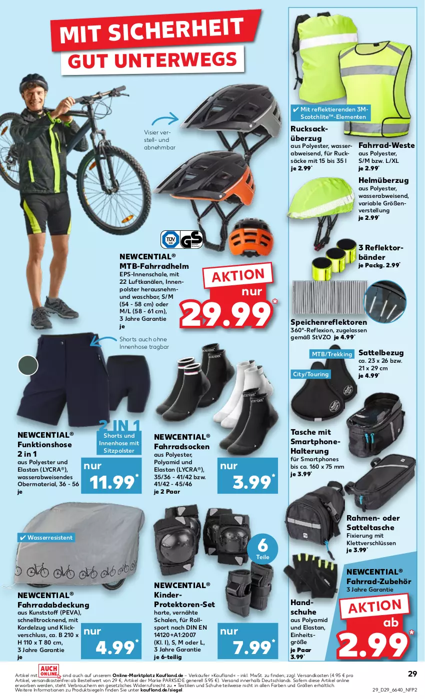 Aktueller Prospekt Kaufland - Prospekt - von 18.07 bis 24.07.2024 - strona 29 - produkty: eis, ente, erde, Fahrrad, fahrradhelm, handschuhe, hose, Kinder, ndk, Parkside, Rauch, rel, Ria, ring, rucksack, rwe, sac, sattel, Schal, Schale, schuhe, scotch, shorts, smartphone, smartphones, socken, Sport, Tasche, Ti, Tiere, versandkostenfrei, wasser, Weste