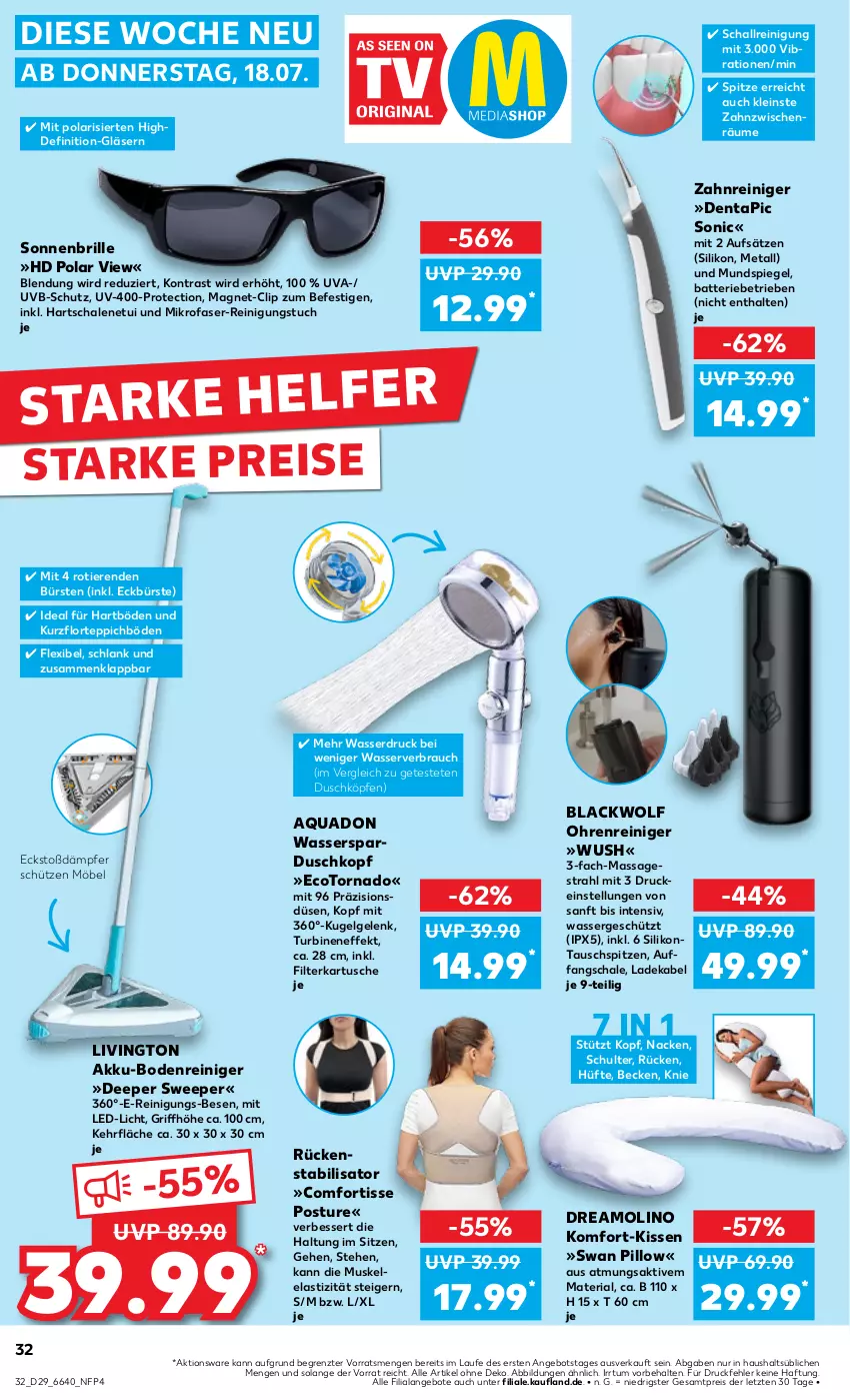 Aktueller Prospekt Kaufland - Prospekt - von 18.07 bis 24.07.2024 - strona 32 - produkty: akku, angebot, angebote, aqua, asti, batterie, Brille, bürste, bürsten, deka, eis, Gläser, kissen, Kugel, lack, ladekabel, led-licht, LG, mikrofaser, möbel, quad, Rauch, reiniger, Reinigung, reis, Ria, Schal, Schale, Schütze, sonnenbrille, spiegel, teppich, Ti, Tiere, tuc, wasser, ZTE