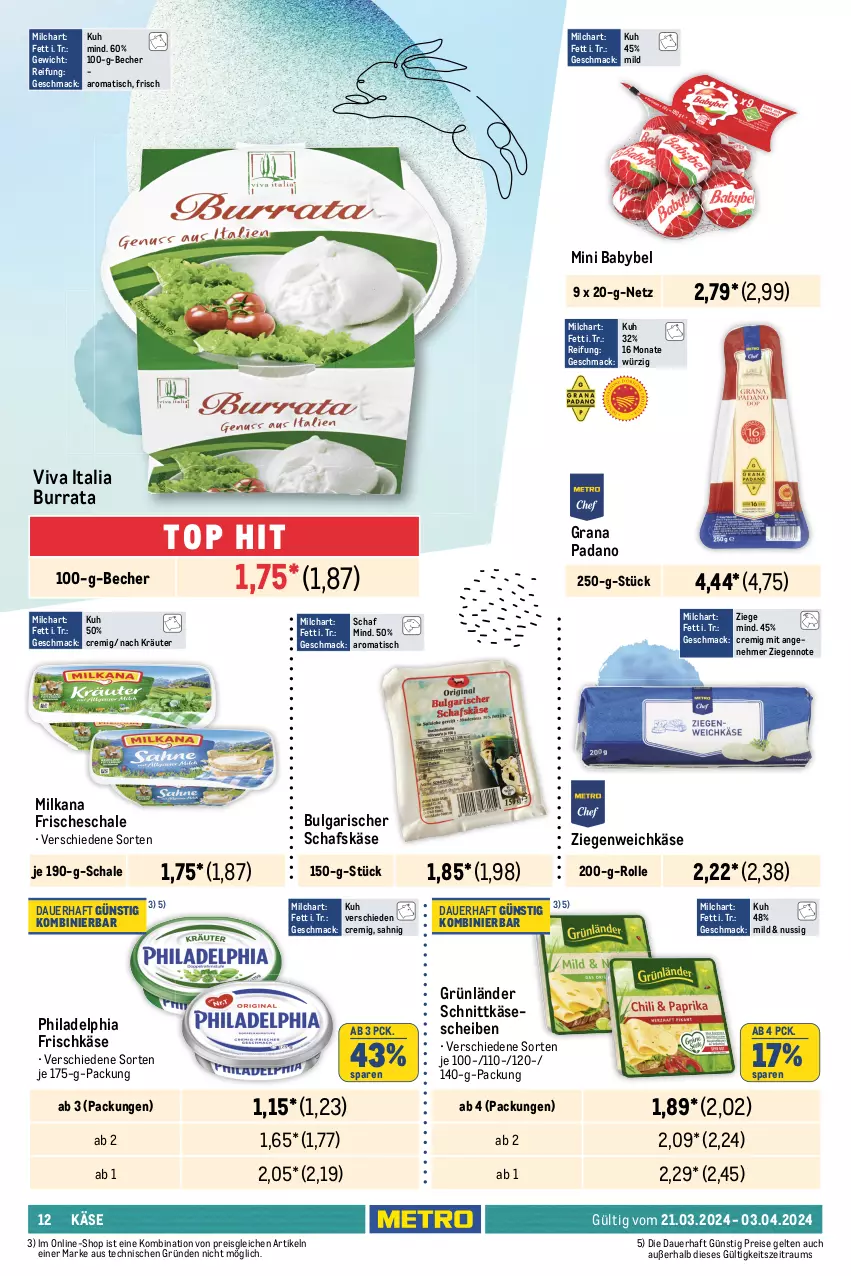 Aktueller Prospekt Metro - Food-NonFood - von 21.03 bis 03.04.2024 - strona 12 - produkty: arla, auer, babybel, bärenmarke, Bau, Bauer, Becher, bio, Burrata, butter, crème fraîche, Dr. Oetker, drink, drinks, eier, eis, flasche, frischkäse, frucht, fruchtjoghurt, grana, grana padano, grünländer, hafer, Haferdrink, Innocent, irische butter, joghur, joghurt, Käse, käsescheiben, kerrygold, kräuter, LG, mac, milch, milka, milkana, mini babybel, molkereiprodukte, natur, nuss, padano, philadelphia, Rana, reis, saft, sahne, schafskäse, Schal, Schale, schlagsahne, schnittkäse, schnittkäsescheiben, soja, Ti, tisch, weichkäse, weidemilch