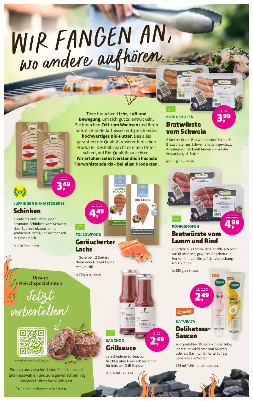 Aktueller Prospekt Denns Biomarkt - Prospekte - von 24.05 bis 06.06.2023 - strona 6 - produkty: bio, blume, blumen, buch, eis, elle, fleisch, frucht, garnitur, gewürz, Graved Lachs, grill, grillsauce, Heu, Holz, lachs, lamm, mac, natur, natura, nuss, Rauch, rind, rindfleisch, rosmarin, saft, salat, salate, sauce, saucen, schinken, schwein, schweine, schweinefleisch, Spezi, Ti, Tiere, tisch, wein, weine, WICK