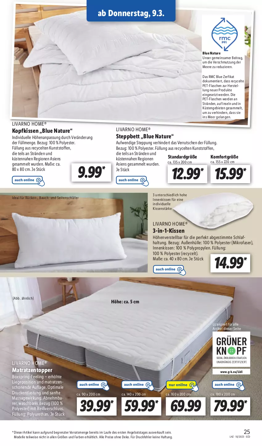 Aktueller Prospekt Lidl - Aktionsprospekt - von 06.03 bis 11.03.2023 - strona 27 - produkty: angebot, Bau, bett, dell, eis, Elan, elle, erde, flasche, kissen, kopfkissen, Liege, matratze, matratzen, Matratzentopper, mikrofaser, Mode, natur, reis, ring, steppbett, Ti, topper, und matratze, ZTE