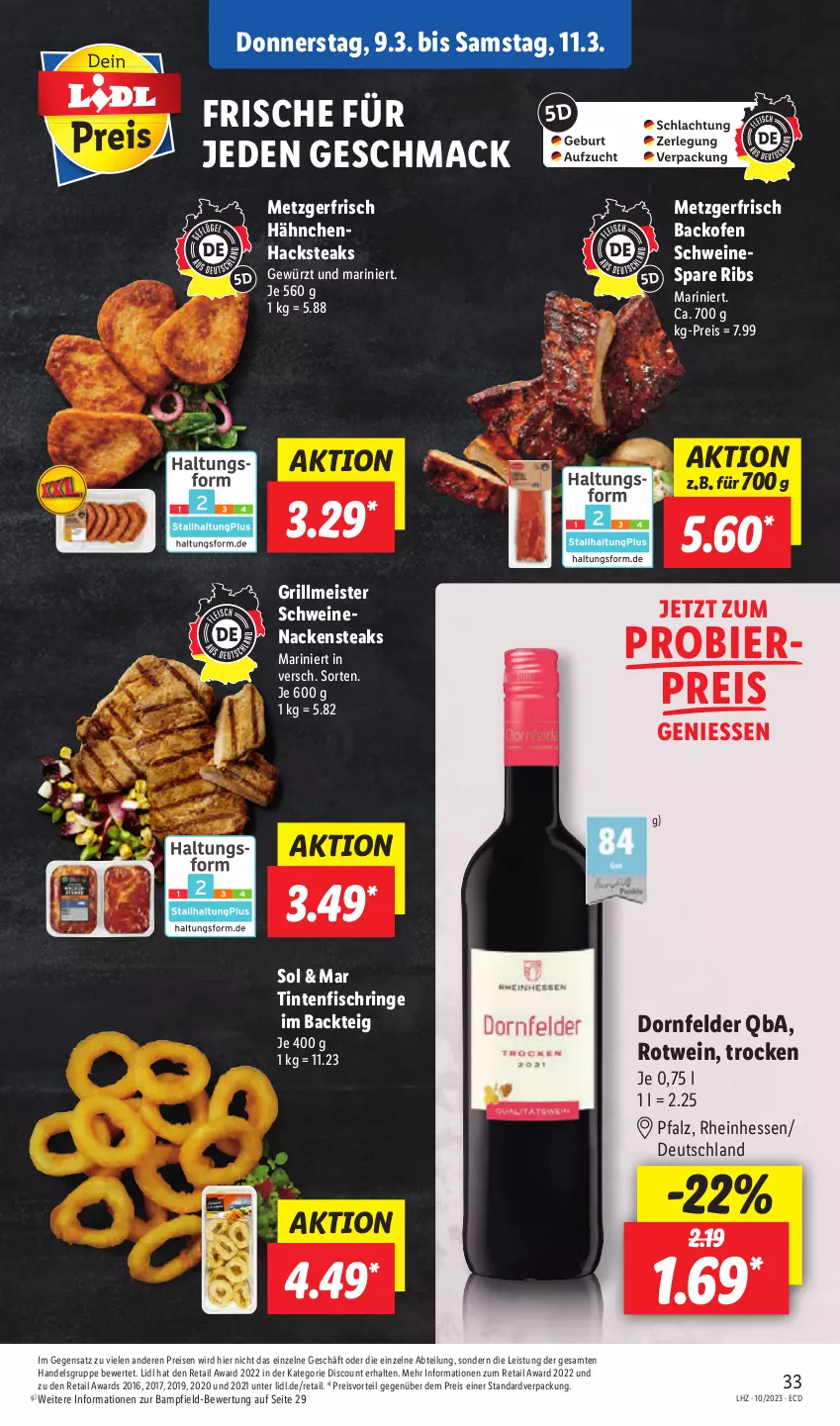 Aktueller Prospekt Lidl - Aktionsprospekt - von 06.03 bis 11.03.2023 - strona 37 - produkty: Abtei, backofen, bier, discount, dornfelder, eis, fisch, gewürz, grill, mac, Meister, Nackensteak, nackensteaks, Ofen, preisvorteil, reis, ring, rotwein, schwein, schweine, schweinenacken, spare ribs, steak, steaks, Ti, Tintenfischringe, wein, weine