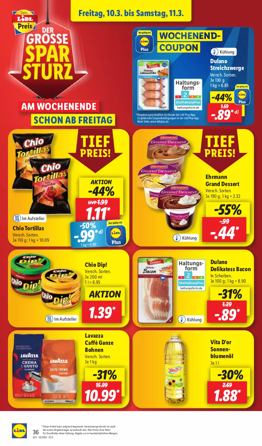 Aktueller Prospekt Lidl - Aktionsprospekt - von 06.03 bis 11.03.2023 - strona 44 - produkty: angebot, bacon, blume, blumen, blumenöl, bohne, bohnen, coupon, dessert, dip, drucker, dulano, ehrmann, Ehrmann Grand Dessert, eis, elle, Engel, kerze, lavazza, papier, reis, sonnenblume, sonnenblumen, sonnenblumenöl, teller, Ti, tortilla, tortillas, vita, ZTE