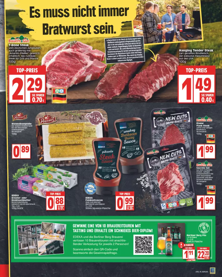 Aktueller Prospekt Edeka - Angebote der Woche - von 08.08 bis 13.08.2022 - strona 3 - produkty: asti, auer, Bau, Bauer, bier, butter, deka, dip, eier, eis, feinkost, flasche, fleisch, für grill und pfanne, gewinnspiel, gewürz, gin, grill, grill und pfanne, jungbullen, knoblauch, Knoblauchbutter, kräuter, mac, marinade, pfanne, pfeffer, reis, rel, rind, rinder, rindfleisch, saft, sauce, saucen, schwein, schweine, schweinefleisch, steak, tender, Ti, top-preis, und pfanne, wein, weine