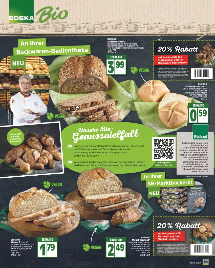 Aktueller Prospekt Edeka - Angebote der Woche - von 08.08 bis 13.08.2022 - strona 7 - produkty: backwaren, Bau, bio, bioland, brot, brötchen, coupon, erde, korn, Kornbrot, LG, natur, nuss, rabatt-coupon, rum, saft, Ti, Weizenbrot