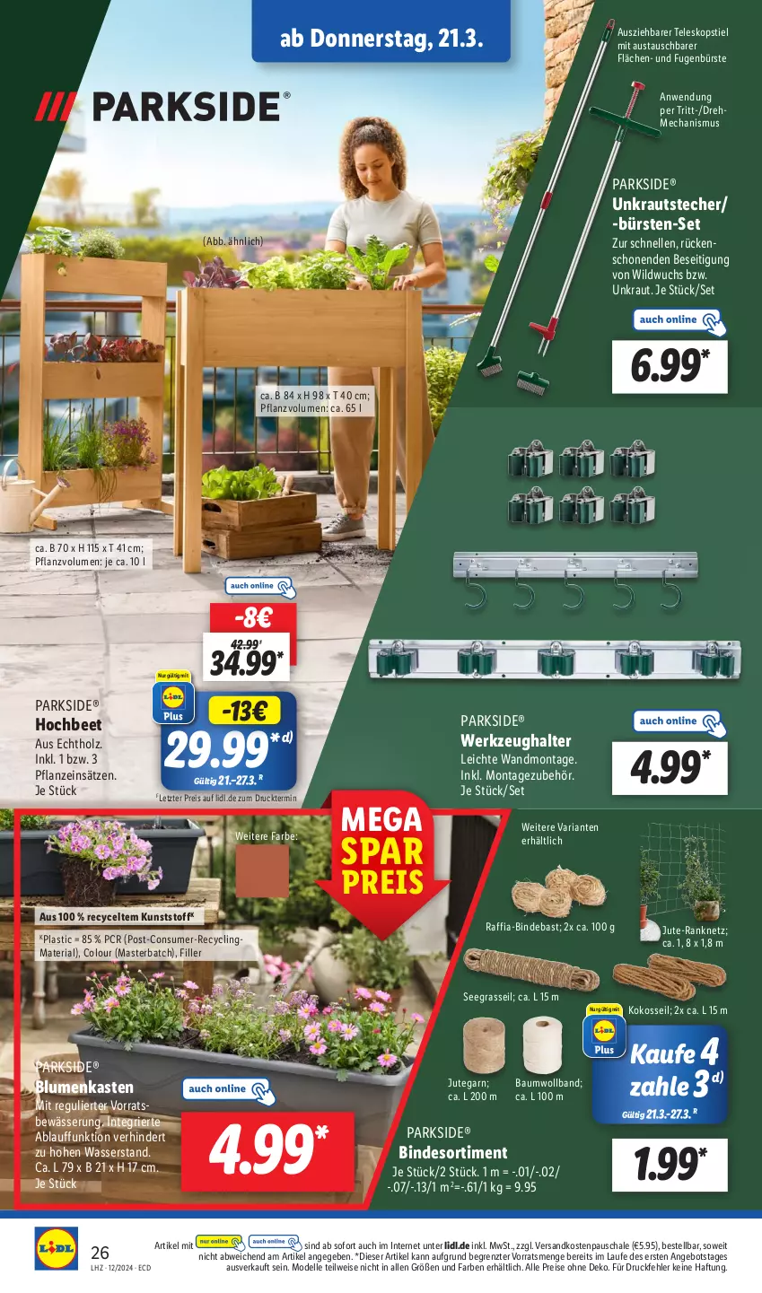 Aktueller Prospekt Lidl - Aktionsprospekt - von 18.03 bis 23.03.2024 - strona 36 - produkty: angebot, asti, aust, Bau, blume, blumen, bürste, bürsten, Clin, dell, eis, elle, Fugenbürste, Holz, kokos, Kraut, Mode, ndk, Parkside, pflanze, recyclingmaterial, reis, Ria, Schal, Schale, Teleskop, teleskopstiel, Ti, wasser, werkzeug, Werkzeughalter, Wild, ZTE