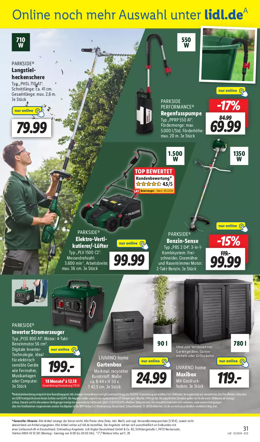 Aktueller Prospekt Lidl - Aktionsprospekt - von 18.03 bis 23.03.2024 - strona 41 - produkty: angebot, angebote, Brei, computer, eis, Elektro, elle, erde, fernseher, Garten, gartenmöbel, grill, Grillzubehör, heckenschere, messer, möbel, ndk, Parkside, pute, rasen, rasentrimmer, reis, rel, Schal, Schale, Schere, Stromerzeuger, telefon, Ti, Tiere, uhr