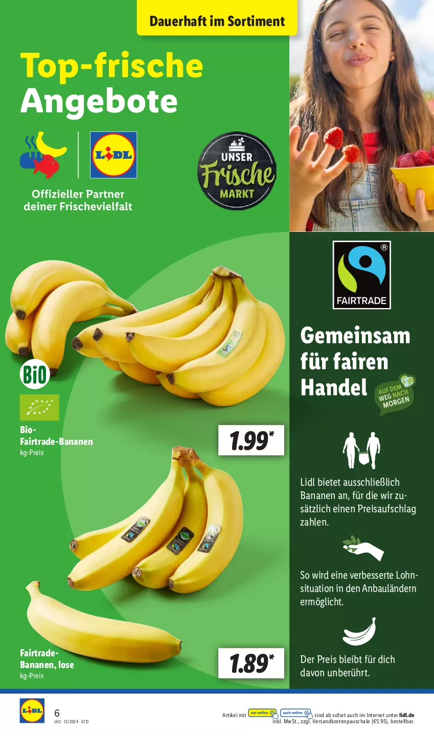 Aktueller Prospekt Lidl - Aktionsprospekt - von 18.03 bis 23.03.2024 - strona 6 - produkty: angebot, angebote, auer, banane, bananen, Bau, bio, eis, ndk, reis, Schal, Schale, Ti