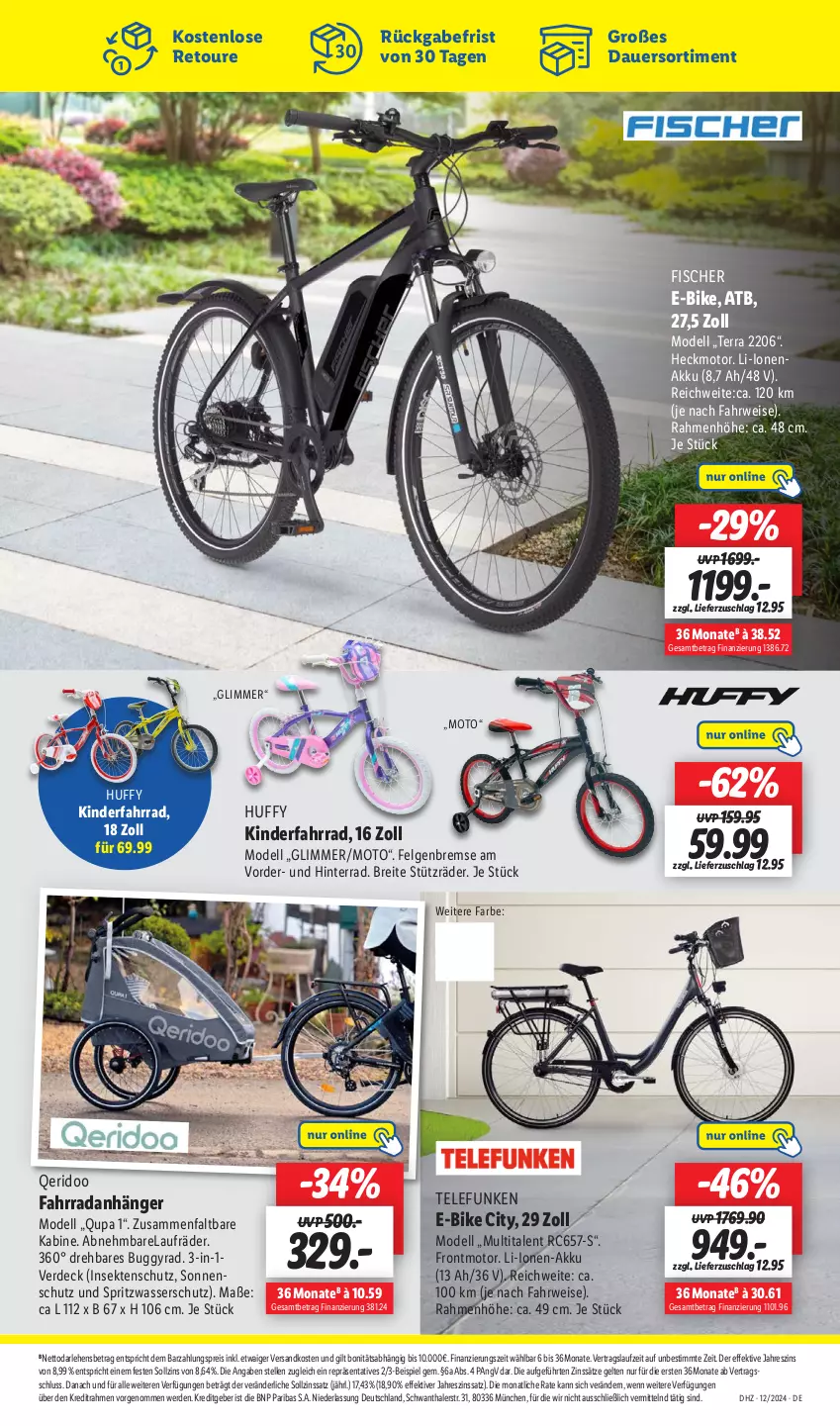 Aktueller Prospekt Lidl - Aktionsprospekt - von 18.03 bis 23.03.2024 - strona 61 - produkty: akku, Anhänger, auer, Brei, Buggy, dell, E-Bike, eis, elle, erde, Fahrrad, felgen, fisch, fische, Fischer, insektenschutz, Kinder, Kinderfahrrad, laufräder, LG, Mode, ndk, reis, rel, rwe, sekt, sonnenschutz, telefunken, Ti, wasser