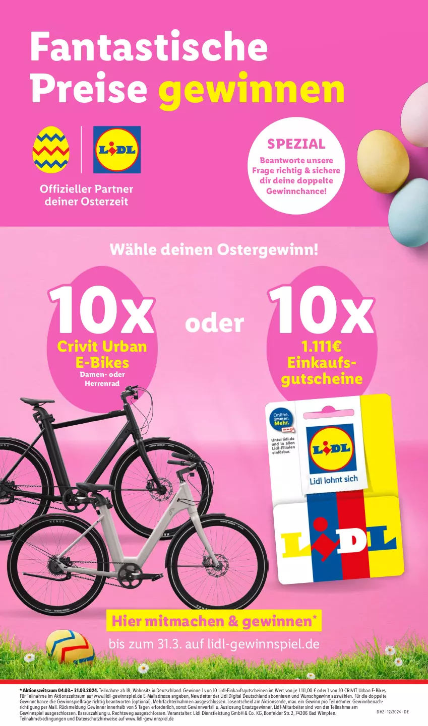 Aktueller Prospekt Lidl - Aktionsprospekt - von 18.03 bis 23.03.2024 - strona 65 - produkty: asti, Bad, crivit, E-Bike, E-Bikes, eis, fanta, gewinnspiel, gutschein, gutscheine, mac, reis, Spezi, Ti, tisch