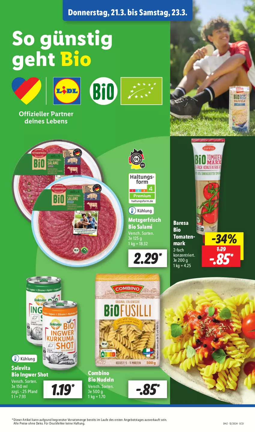 Aktueller Prospekt Lidl - Aktionsprospekt - von 18.03 bis 23.03.2024 - strona 67 - produkty: angebot, bio, eis, ingwer, nudel, nudeln, reis, resa, salami, Ti, tomate, tomaten, tomatenmark, vita, ZTE