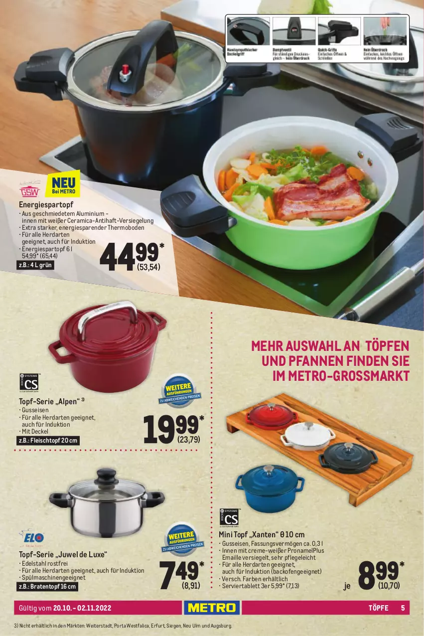 Aktueller Prospekt Metro - Kochen Spezial - von 15.09.2022 bis 15.01.2023 - strona 5 - produkty: amica, backofen, braten, Bratentopf, creme, decke, Deckel, edelstahl, eis, fleisch, Fleischtopf, herdarten, maille, Metro, Ofen, pfanne, pfannen, Serviertablett, spülmaschinen, tablet, tablett, Ti, topf, und pfanne