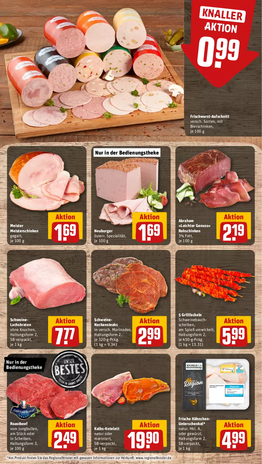 Aktueller Prospekt Rewe - Prospekte - von 28.08 bis 02.09.2023 - strona 8 - produkty: aufschnitt, Bau, bauchscheiben, beef, bier, bierschinken, braten, burger, eis, fenster, Frische Hähnchen, frischwurst-aufschnitt, gewürz, grill, grillfackeln, henkel, jungbullen, kotelett, lachs, Lachsbraten, marinade, Meister, Nackensteak, nackensteaks, natur, Neuburger, nuss, roastbeef, rohschinken, schenkel, schinken, schwein, schweine, Schweinebauch, schweinebauchscheiben, Schweinelachs, schweinenacken, Spezi, steak, steaks, Ti, wein, weine, WICK, wurst