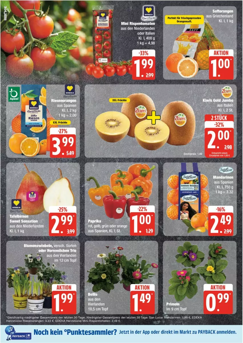 Aktueller Prospekt Edeka - Prospekte - von 06.01 bis 11.01.2025 - strona 8 - produkty: buch, deka, eis, mandarine, mandarinen, orange, orangen, orangensaft, paprika, payback, reis, rispentomaten, saft, tesa, Ti, tomate, tomaten, topf, ZTE