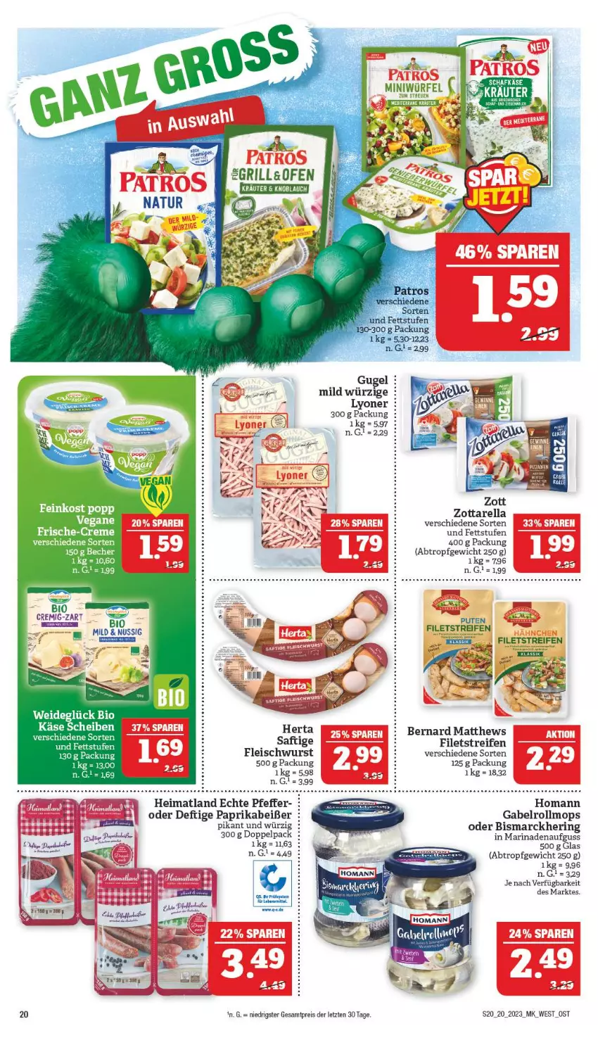 Aktueller Prospekt Marktkauf - Prospekt - von 14.05 bis 20.05.2023 - strona 20 - produkty: Becher, bio, bismarck, eier, eis, filet, filets, fleisch, fleischwurst, gabel, grill, hering, herta, homann, Käse, lyoner, marinade, nuss, Ofen, paprika, pfeffer, pute, reifen, reis, rel, ring, tee, Ti, würfel, wurst, Yo, zott, zottarella, ZTE