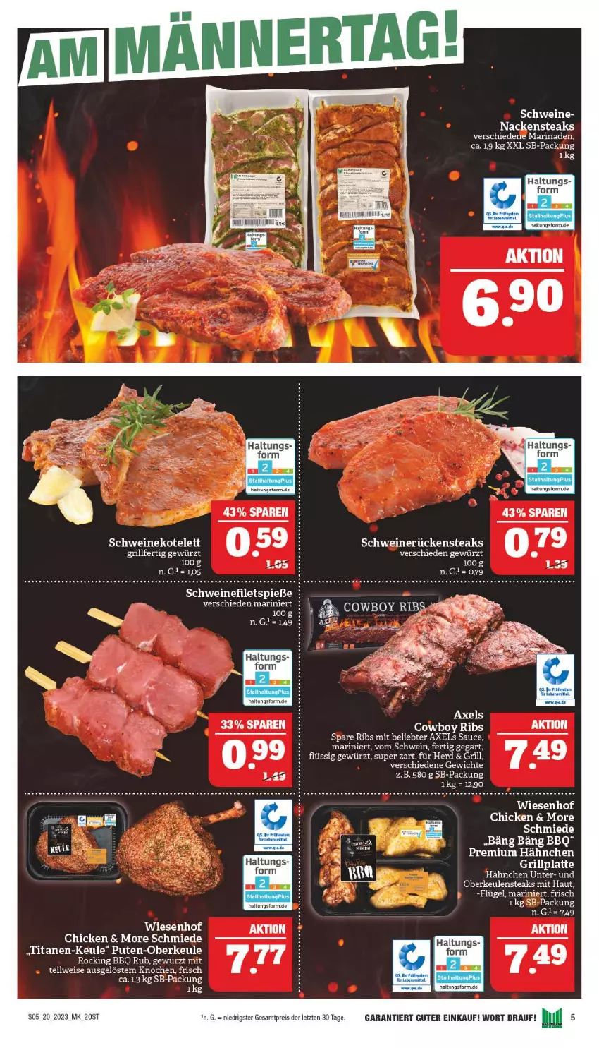 Aktueller Prospekt Marktkauf - Prospekt - von 14.05 bis 20.05.2023 - strona 5 - produkty: axe, eis, filet, filets, gewürz, grill, grillplatte, kotelett, latte, marinade, Nackensteak, nackensteaks, pute, reis, sauce, schwein, schweine, schweinefilet, schweinekotelett, spare ribs, steak, steaks, Ti, wein, weine, wiesenhof, ZTE