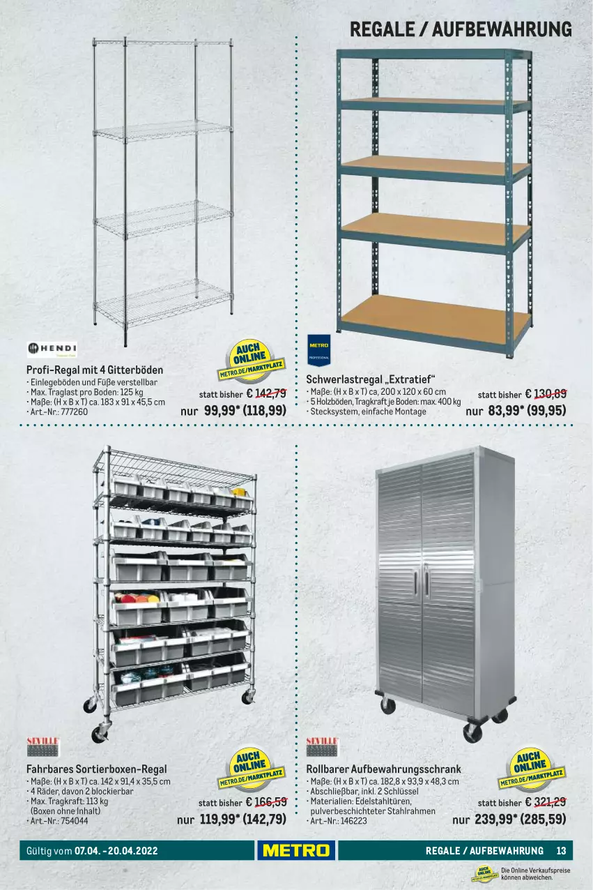 Aktueller Prospekt Metro - Transport & Lagern Spezial - von 07.04 bis 20.04.2022 - strona 13 - produkty: edelstahl, eis, Holz, kraft, regal, reis, Ria, Schrank, schwerlastregal, Ti