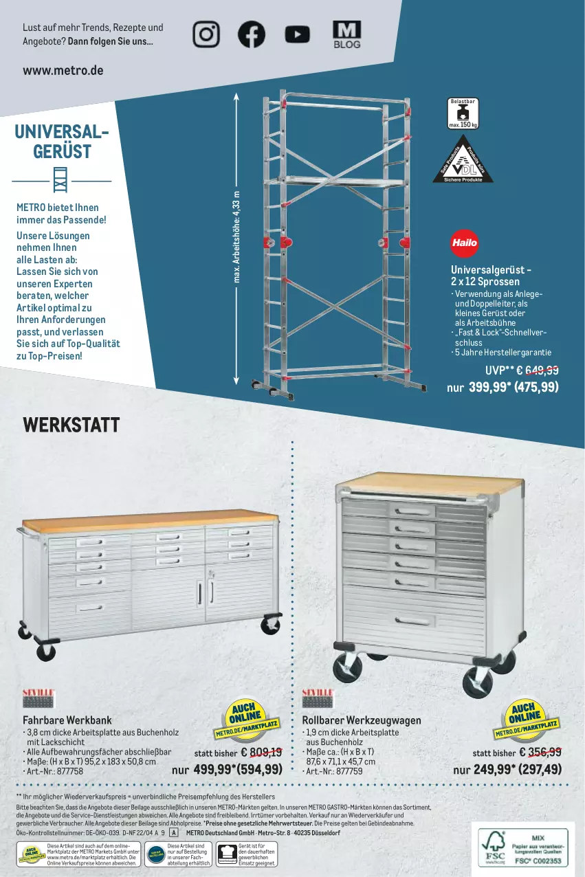 Aktueller Prospekt Metro - Transport & Lagern Spezial - von 07.04 bis 20.04.2022 - strona 16 - produkty: abholpreise, Abtei, angebot, angebote, arbeitsplatte, auer, Bank, buch, eis, elle, Holz, ilag, lack, latte, leine, LG, Metro, metro gastro, Rauch, reis, rezept, rezepte, rwe, teller, Ti, top-preis, werkzeug