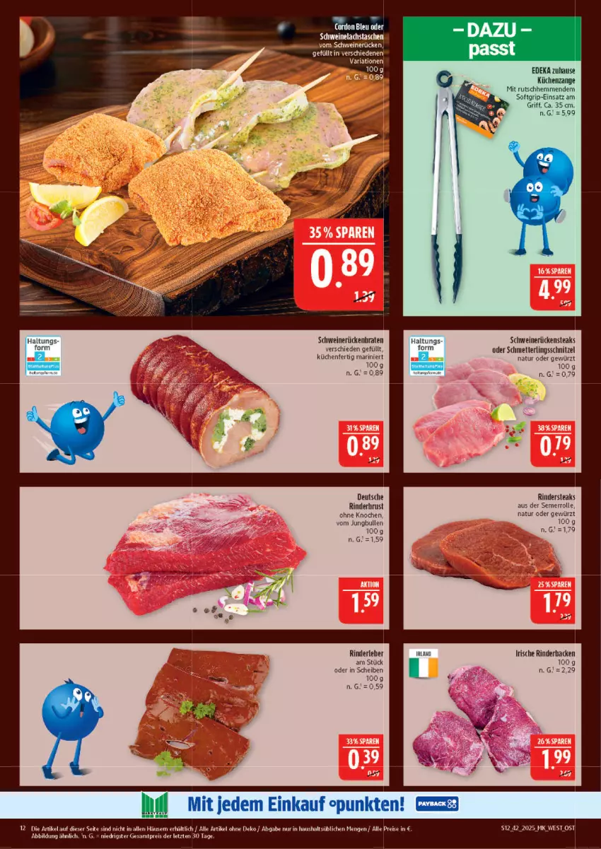 Aktueller Prospekt Marktkauf - Prospekt - von 12.10 bis 18.10.2025 - strona 12 - produkty: braten, deka, eis, gewürz, jungbullen, küche, Küchen, lachs, Mett, natur, reis, Ria, rind, rinder, Rinderbacken, Rindersteak, Rückenbraten, Rückensteak, rückensteaks, Schmetterling, schnitzel, schwein, schweine, Schweinelachs, schweinerücken, steak, steaks, Tasche, taschen, Ti, wein, weine, ZTE